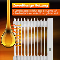 SWANEW Ölradiator Elektroheizung 2500W, Thermostat, Ölheizung Energiesparend