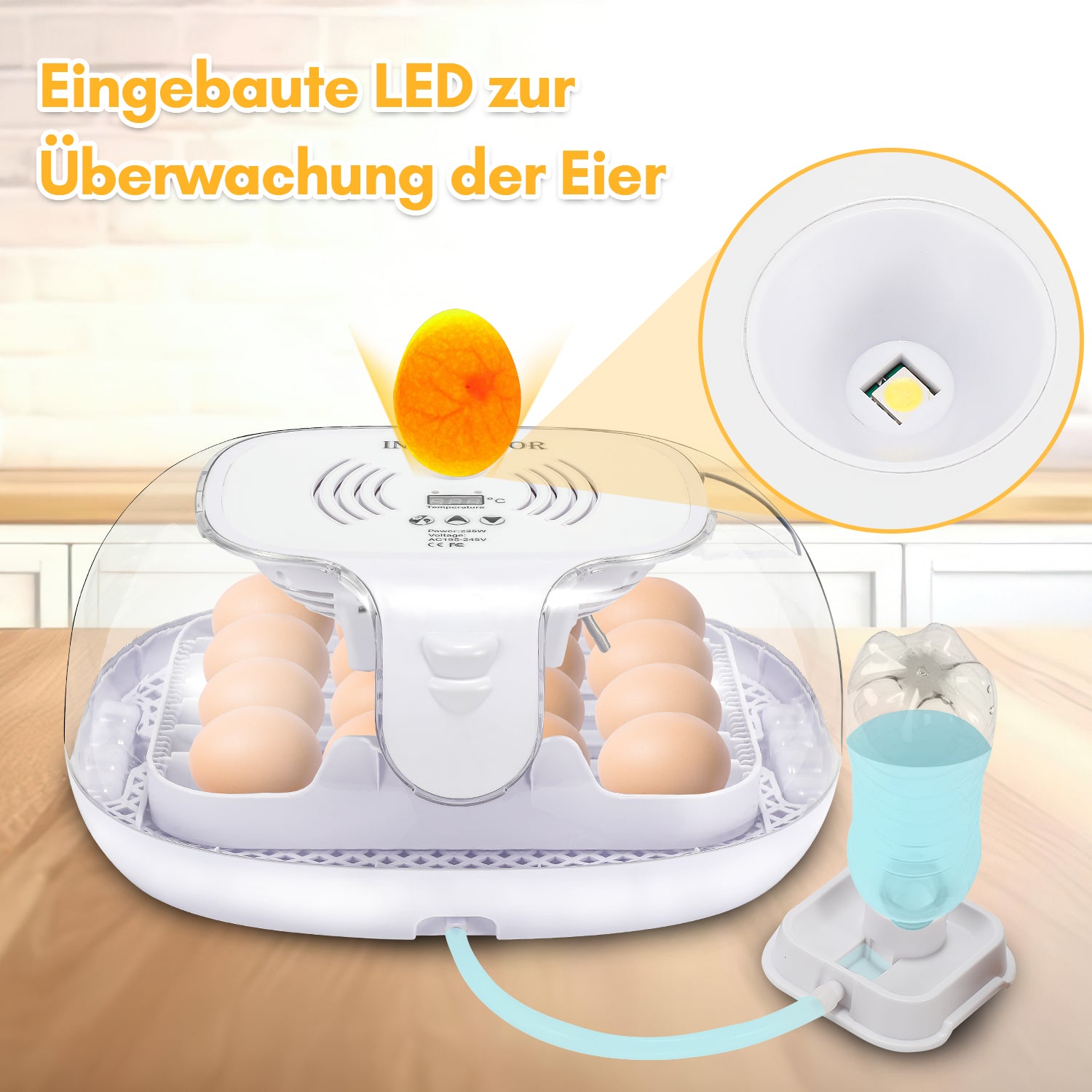 Brutautomat Vollautomatisch Inkubator für 16 Hühnereier