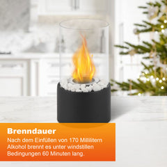 SWANEW Bioethano Tischkamin, Dekokamin, Rund Tischfeuer, 12 x 22 cm