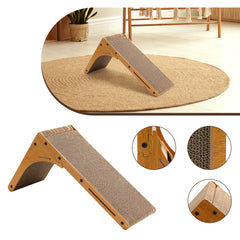 SWANEW Katzen Kratzbrett L förmig Kratzpappe Kratzmatte Eckkratzbrett, 62 cm Hohe Katzenkratzbrett mit Ballspielzeug