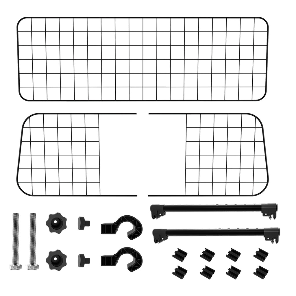 SWANEW Hundegitter Auto, Autoschutzgitter Verstellbare Breite, Kopfstützen-Hundegitter mit Sicherheitsgurt Hundeschutzgitter