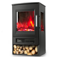 SWANEW Elektrokamin mit Heizlüfter Fernbedienung, 900/1800W Elektro Kamin mit Thermostat Heizfunktion, Timer, Elektrischer Heizung LED Kaminfeuer Effekt, WiFi Fernbedienung