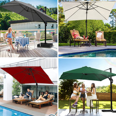 SWANEW Sonnenschirm 300 x 300 cm mit Gartenschirm mit Ständer Ampelschirm, Sonnenschutz UV50+, 360° Drehbar und Kippbar