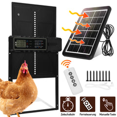 SWANEW Automatische Hühnerklappe Solar Haustierklappe Hühnerstalltür 33x24.5cm
