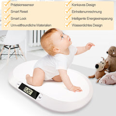 SWANEW Babywaage Flach Digitalwaage Stillwaage Tierwaage, fuer Neugeborene bis 20kg mit LCD-Display, Weiss (56cm x 35cm x 4.5cm)¡