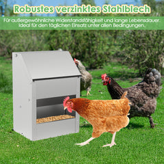 Hühnerfutterautomat mit Deckel & Wandhalterung