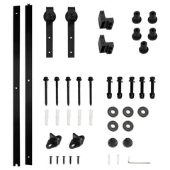 SWANEW Schiebetürbeschlag Schiebetürsystem Zubehörteil HolzSchiebetür Set mit Laufrollen und Schiene für schiebetür Zubehör Kohlenstoffstahl