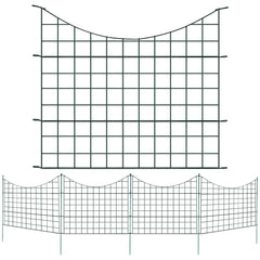 SWANEW Teichzaun Gartenzaun Steckzaun, Zaunelemente metall Gitterzaun Set ür den Garten, Freigehege
