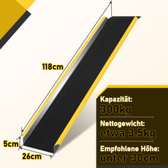 SWANEW 2 Stück Auffahrrampe, 118cm Alu Rollstuhlrampe, Laderampe Tragfähigkeit 300kg