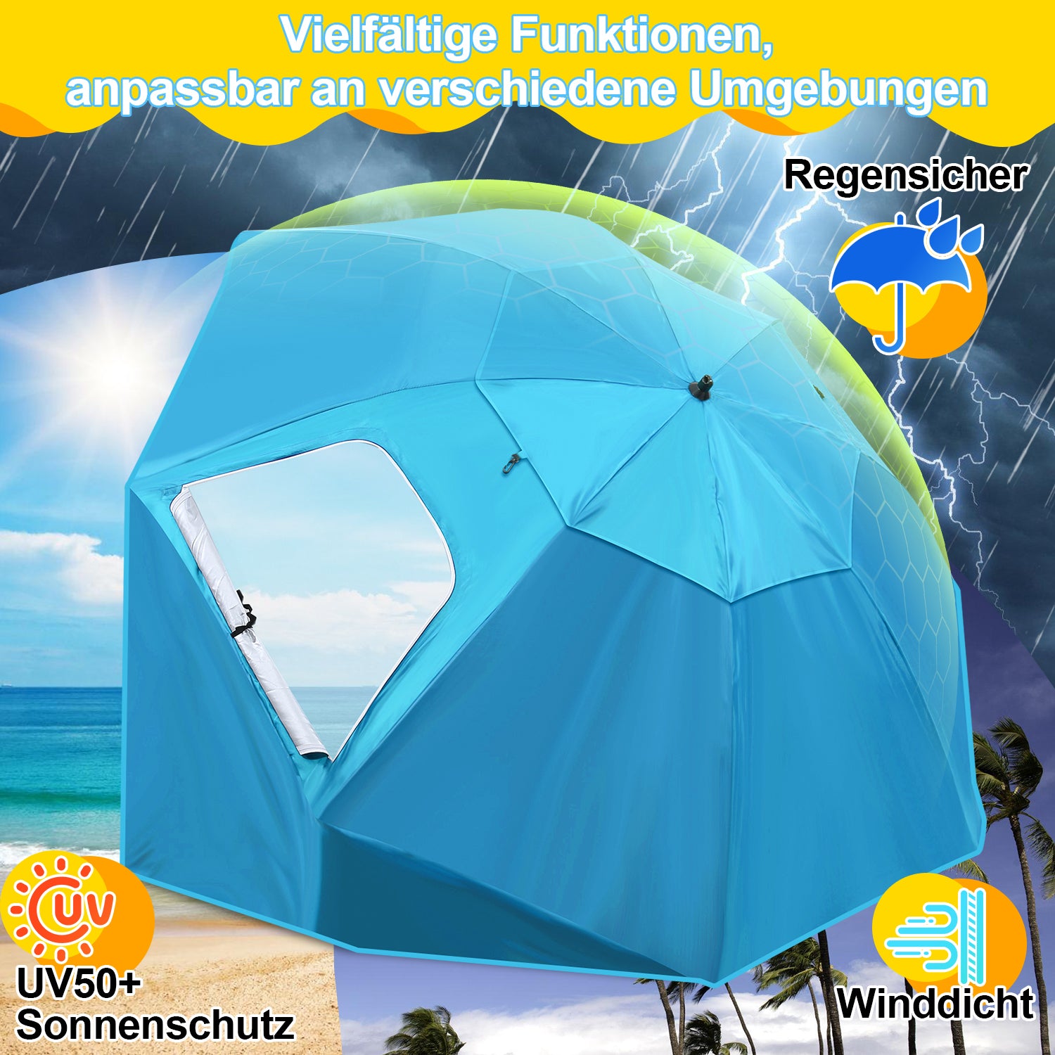 2 in 1 Sonnenschirm Alu Strandschirm