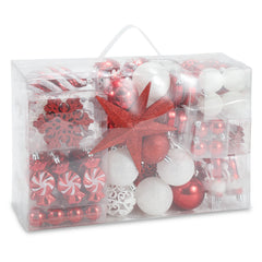 SWANEW Weihnachtskugel-Set - 130 Stück hochwertige Kunststoff-Weihnachtskugeln in verschiedenen Designs, schön gestaltete