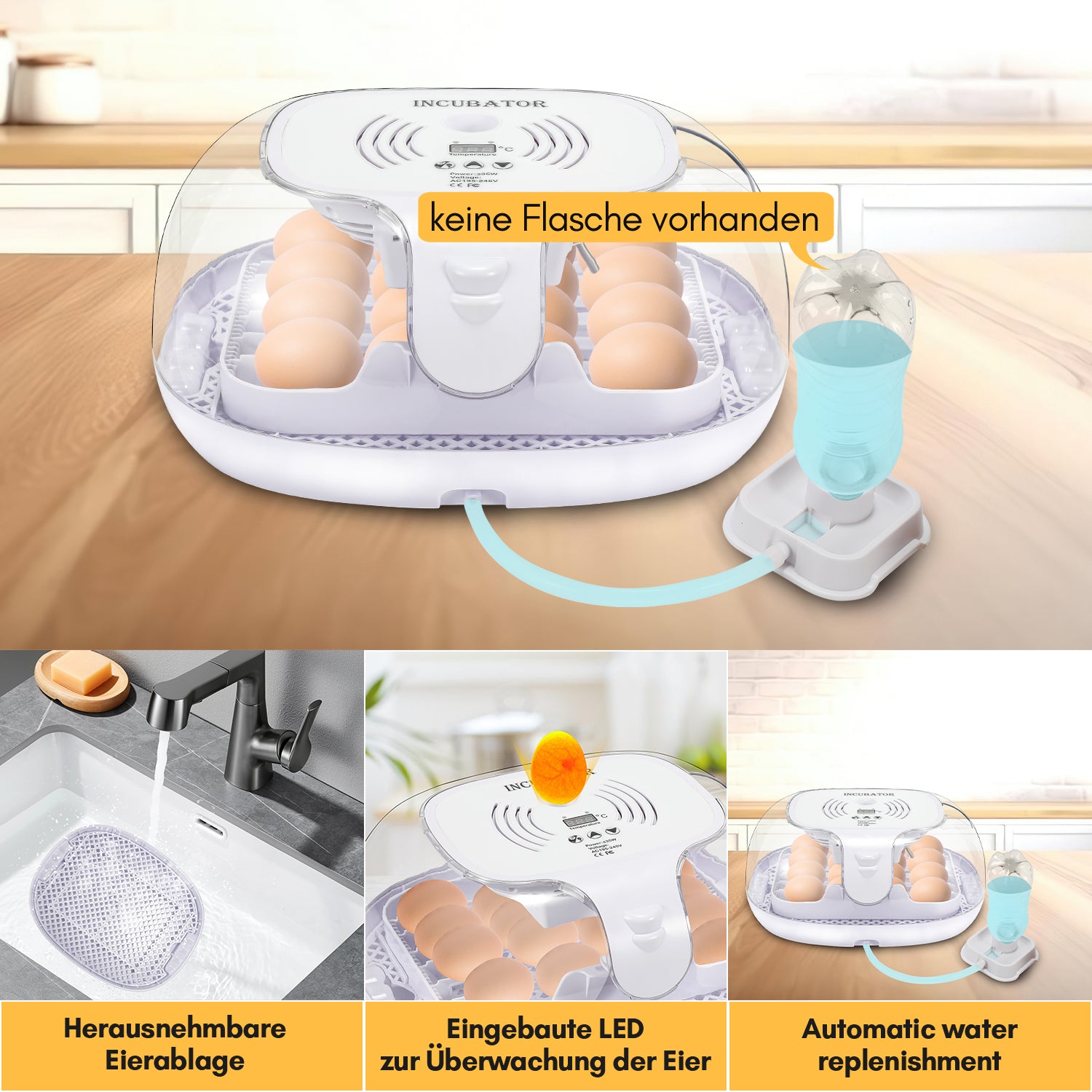 Brutautomat Vollautomatisch Inkubator für 16 Hühnereier
