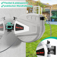 SWANEW Schlauchtrommel Wasser, 20-30m Schlauchaufroller Wandmontage, Gartenschlauch