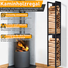 SWANEW Kaminholzregal Metall, Hängend brennholzregal, Feuerholzregal