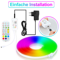 SWANEW LED Strip, Neon LED Strip, RGBIC Streifen mit App-Steuerung Musik-Sync DIY-Farbwechsel Lichtband, LED band Neon