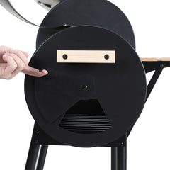 SWANEW Stand Räder XL Holzkohlegrill 2in1 Standgrill BBQ Ablage Säulengrill Fahrbar