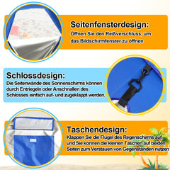 SWANEW Sonnenschirm, Strandmuschel, Strandschirm, 210cm, windfest, faltbar