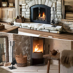 SWANEW Kaminbesteck Set, 3-teiliges, Kamingarnitur mit Besen, Schaufel, Eisenhaken, Ständer, Kaminzubehör, Ofenbesteck Schwarz