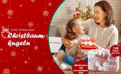 SWANEW Weihnachtskugel-Set - 130 Stück hochwertige Kunststoff-Weihnachtskugeln in verschiedenen Designs, schön gestaltete