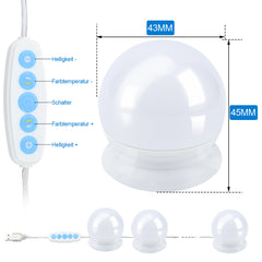 SWANEW 10 LED Spiegelleuchte Licht für Schminktisch Beleuchtung Dimmbar USB