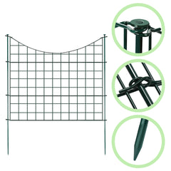 SWANEW Teichzaun Gartenzaun Steckzaun, Zaunelemente metall Gitterzaun Set ür den Garten, Freigehege