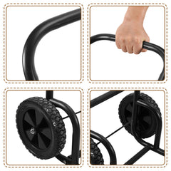 SWANEW Brennholzwagen, max. 80 kg, Kaminholzständer Kaminzubehör mit Rollen Holztransportwagen Brennholzständer, Schwarz 70x42x109cm