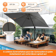 SWANEW Sonnenschirm 300 x 300 cm mit Gartenschirm mit Ständer Ampelschirm, Sonnenschutz UV50+, 360° Drehbar und Kippbar