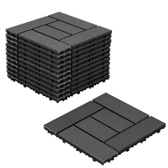 SWANEW WPC Terrassenfliesen, 30x30cm Balkon Bodenfliese, WPC Fliesen mit Klick-System, Balkonfliesen in Holzoptik, Terrassendielen Wasserfest für Terrasse