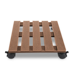 SWANEW WPC Pflanzenroller, Blumenroller mit Rollen, Kübelroller für Pflanzen, Blumentopf, Eckig 30 x 30 cm|Rund Ø 30 x 7,5 cm