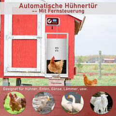 SWANEW Automatische Hühnerklappe Hühnertür Elektrische Hühnerklappe Hühnerhaus Chicken-Door mit Lichtsensor, Zeitschaltuhr, LED Display