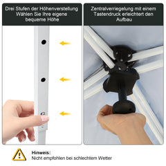 SWANEW Faltpavillon, UV-Schutz Pop Up Pavillon, Partyzelt, 3x3m, Wasserdicht