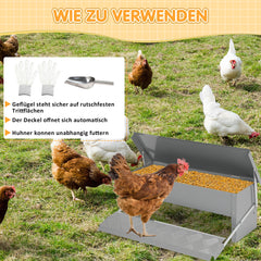 SWANEW Futterautomat hühner, Huhn Gänse Futterspender, 5 kg, mit Handschuhen und Löffel