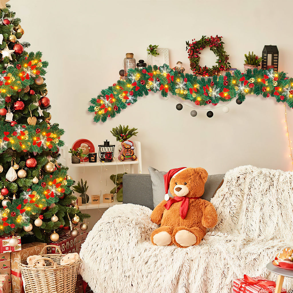 SWANEW Weihnachtsgirlande 5M, Künstlich Tannengirlande mit Beleuchtung, Warmweiß, USB 8 Beleuchtungsmodi verfügbar Weihnachtsdeko
