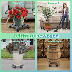 SWANEW WPC Pflanzenroller, Blumenroller mit Rollen, Kübelroller für Pflanzen, Blumentopf, Eckig 30 x 30 cm|Rund Ø 30 x 7,5 cm