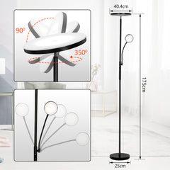 SWANEW LED Stehleuchte 27W Dimmbar Stehlampe, Deckenfluter mit 2 Lampen, Leseleuchte mit Fernbedienung, 175cm