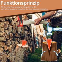 SWANEW Spaltkeil, Holz-Spaltgranate aus Carbon-Stahl 17cm Ø 7,4cm Keil Holzspaltkeil, Fällkeil Scheitkeil Drehkeil Spaltwerkzeug Keil