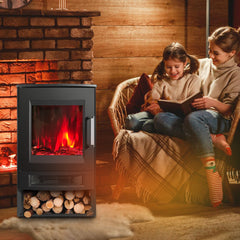 SWANEW Elektrokamin mit Heizlüfter Fernbedienung, 900/1800W Elektro Kamin mit Thermostat Heizfunktion, Timer, Elektrischer Heizung LED Kaminfeuer Effekt, WiFi Fernbedienung