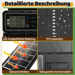 SWANEW Automatische Hühnerklappe Solar Haustierklappe Hühnerstalltür 33x24.5cm