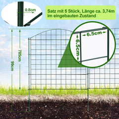 SWANEW Teichzaun Gartenzaun Steckzaun, Zaunelemente metall Gitterzaun Set ür den Garten, Freigehege
