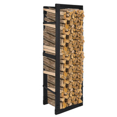 SWANEW Kaminholzregal innen metall Brennholzregal für innen außen, Kaminholzständer, Holzstapelhilfe, Schwarz
