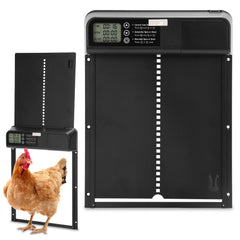 SWANEW Automatische Hühnerklappe mit Timer/Manuell/Anti-Tamper Modus, elektrische Hühnerklappe, LED Display, Intelligenter Einklemmschutz Automatisch Hühnertür, Türöffner für Hühnerstall