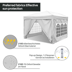 SWANEW Faltpavillon, 3x3m Pavillon, Gazebo Wasserdicht, Partyzelt UV-Schutz