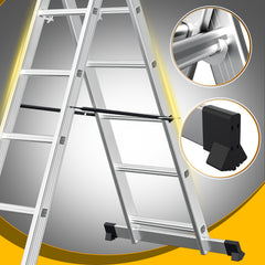 SWANEW Gerüst, Gerüstleiter, Arbeitsgerüst, 4 in 1Alu Mobile Mehrzweckleiter 2x6 Stufen