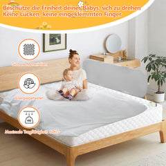 SWANEW 150cm Bettgitter, Klappbar, Kinderbettschutzgitter, Bettschutzgitter, Rausfallschutz