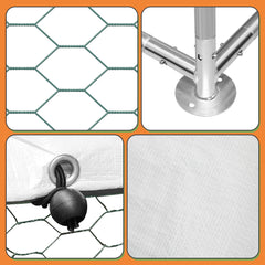 SWANEW Hühnerstall Freilaufgehege, 3x4x2m, Hühnerhaus, Verzinkter Stahl Kleintierstall