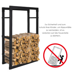 SWANEW Kaminholzregal innen metall Brennholzregal für innen außen, Kaminholzständer, Holzstapelhilfe, Schwarz