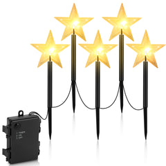 SWANEW LED Garten Leuchtstäbe Stern, Weihnachtslichter Außen mit Batterie und Timer, IP65 Sterne Weihnachtsbeleuchtung, für Gartenstecker