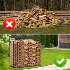 SWANEW Brennholzregal Grau Stahl mit Dach Holzlagerung Verzinkt Stapelhilfe Plane Schutz 185 x 70 x 185 cm