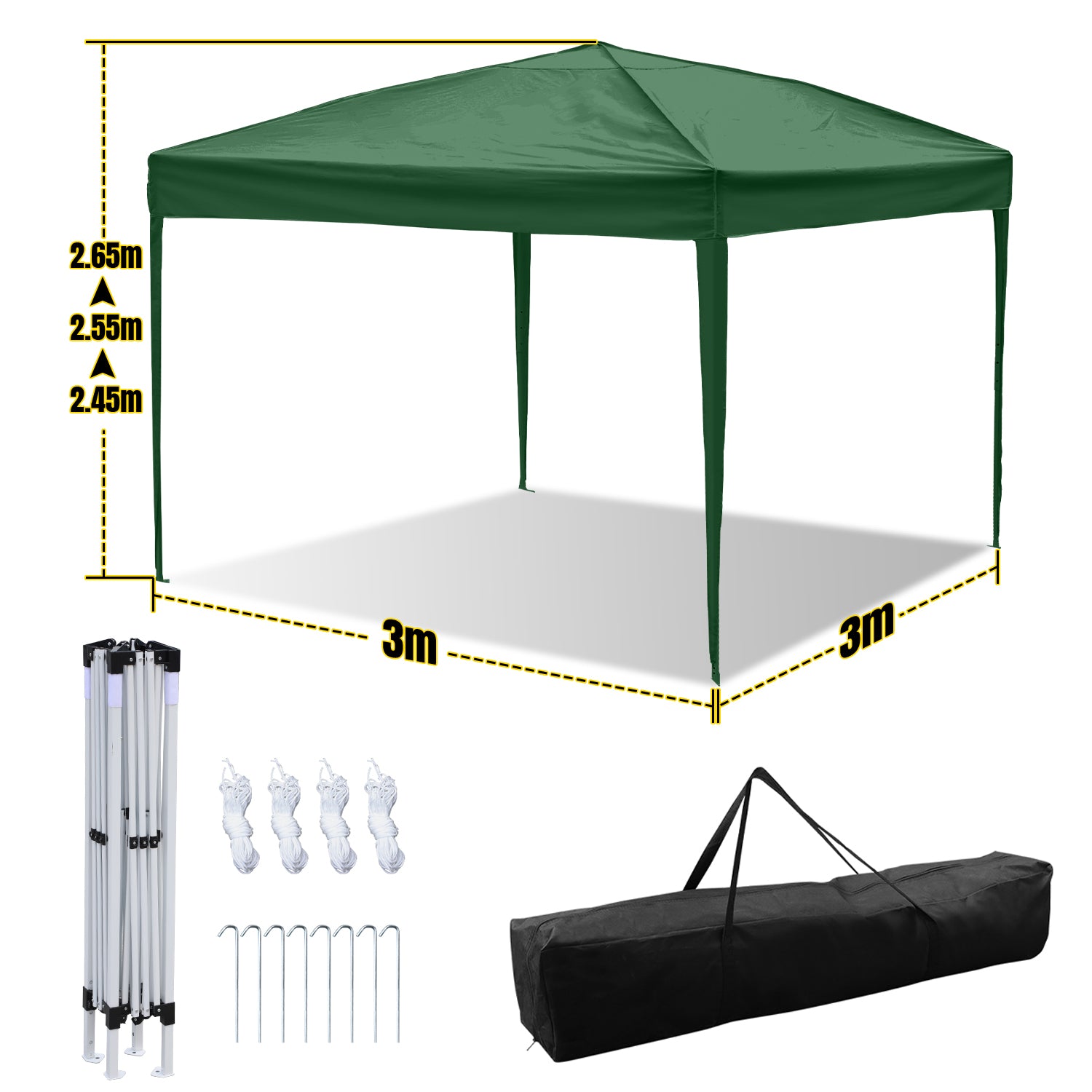 Faltpavillon 3×3 m mit Zentralverriegelung
