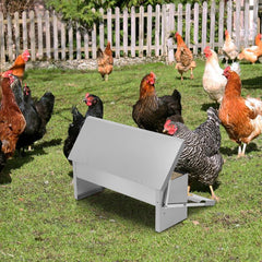 SWANEW Futterautomat Hühner Futterspender 5kg Tröge, mit Deckel, futtertrog hühner, Wetterfester Fußpedal selbstöffnender Futtertrog